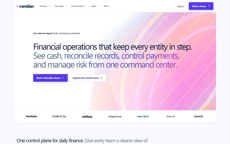 Iter0 Fintech Command website example with an editorial financial product layout