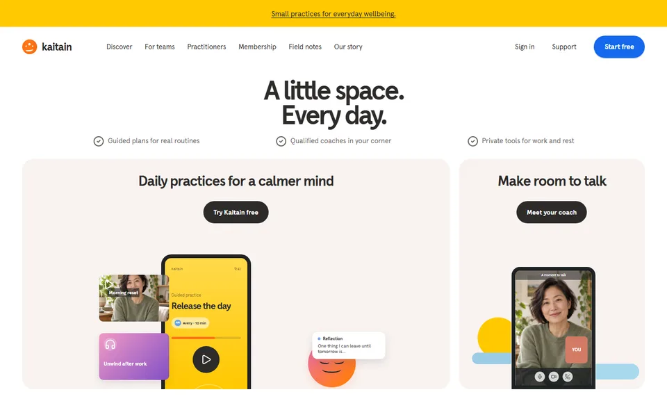 Iter0 Wellness Membership website example with a warm service-led layout
