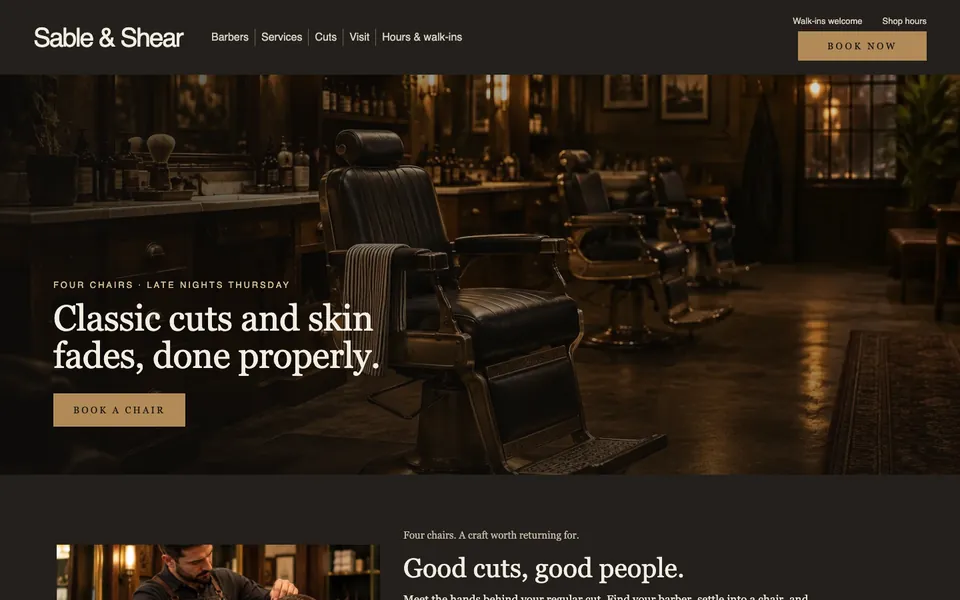 Barbershop Website template preview