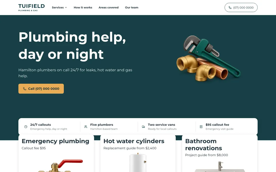 Plumber Website template preview