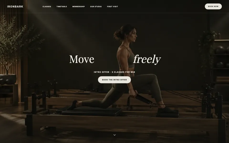 Pilates Studio Website template preview